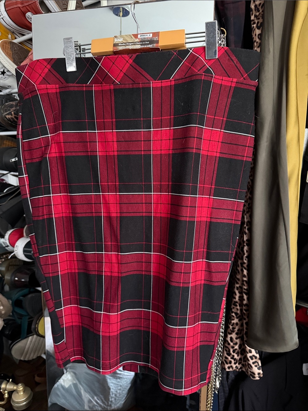 torrid Red and Black Plaid Pencil Skirt
